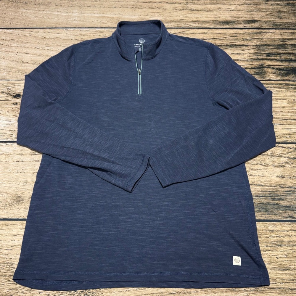 Marine Layer The Air Quarter Zip Men Large Navy Blue Volvo Logo Pullover 17523